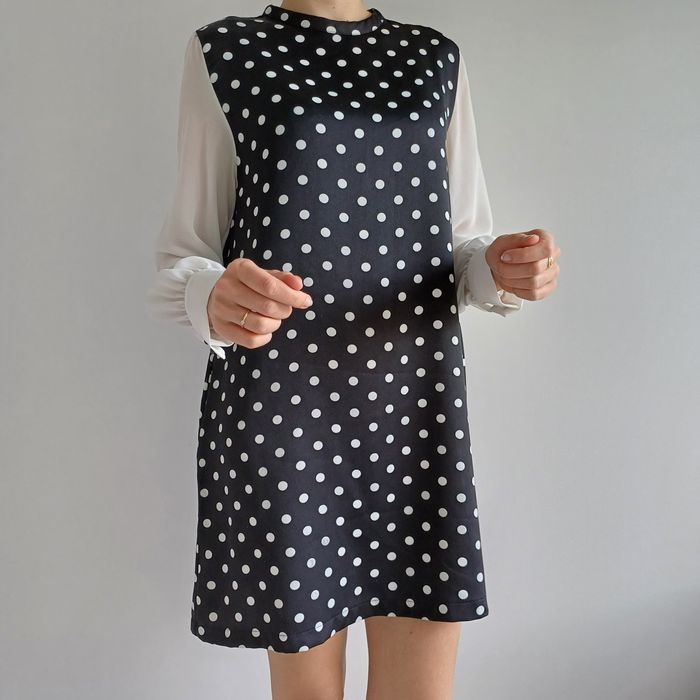 Sukienka w groszki Zara koszula oversize mini mała czarna