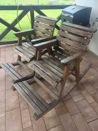 Drewniany fotel bujany ogrodowy 2 szt