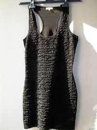 CUDOWNA sukienka czarna , marszczony materiał - faktura 3D