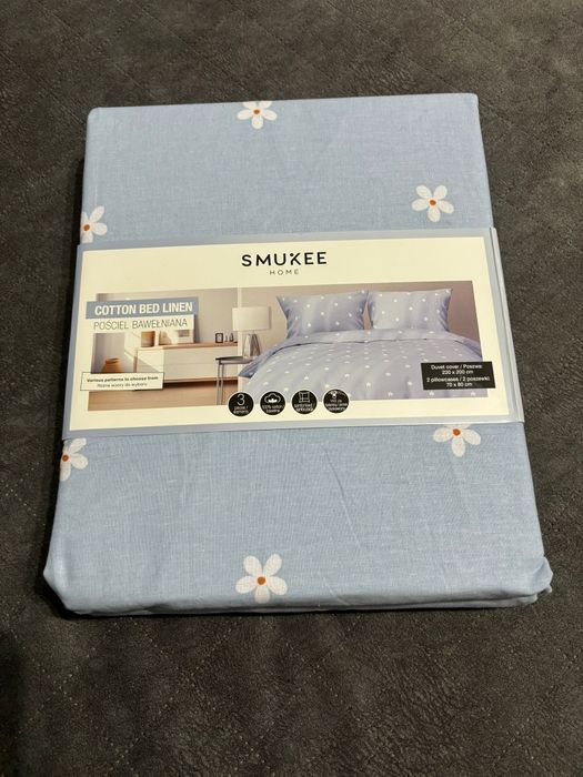 Pościel bawełniana komplet pościeli 220x200 w stokrotki smukee
