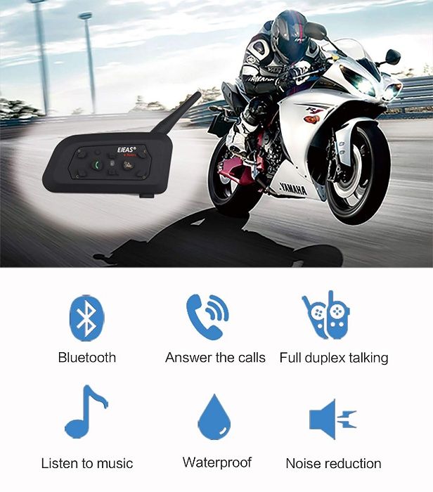 Мотогарнитура Bluetooth Ejeas V6 PRO 1200 м. рации для шлема 2 шт.