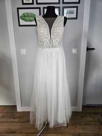 Bajkowa suknia ślubna tiulowa księżniczka m 38