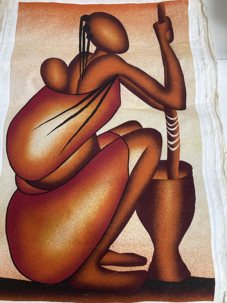 Tela com senhora Africana 80cm Alt X 53cm Larg