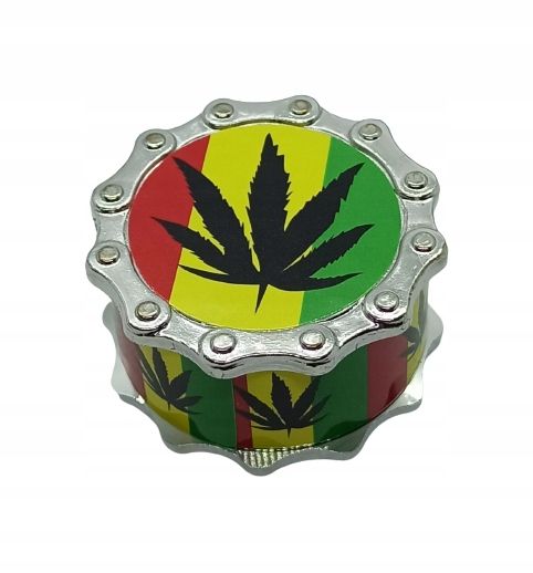 Młynek do Tytoniu Metalowy 3-częściowy w Stylu Reggae 4,5 cm