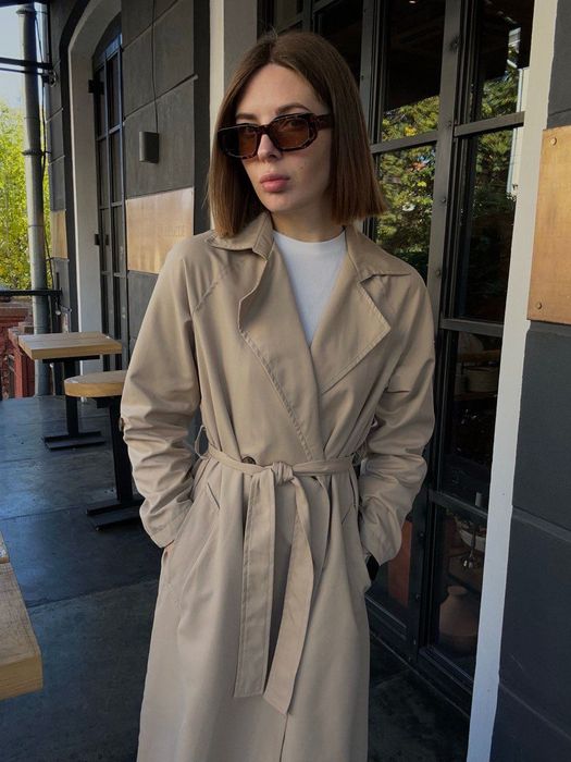 Плащ тренч бежевий жіночий Stradivarius