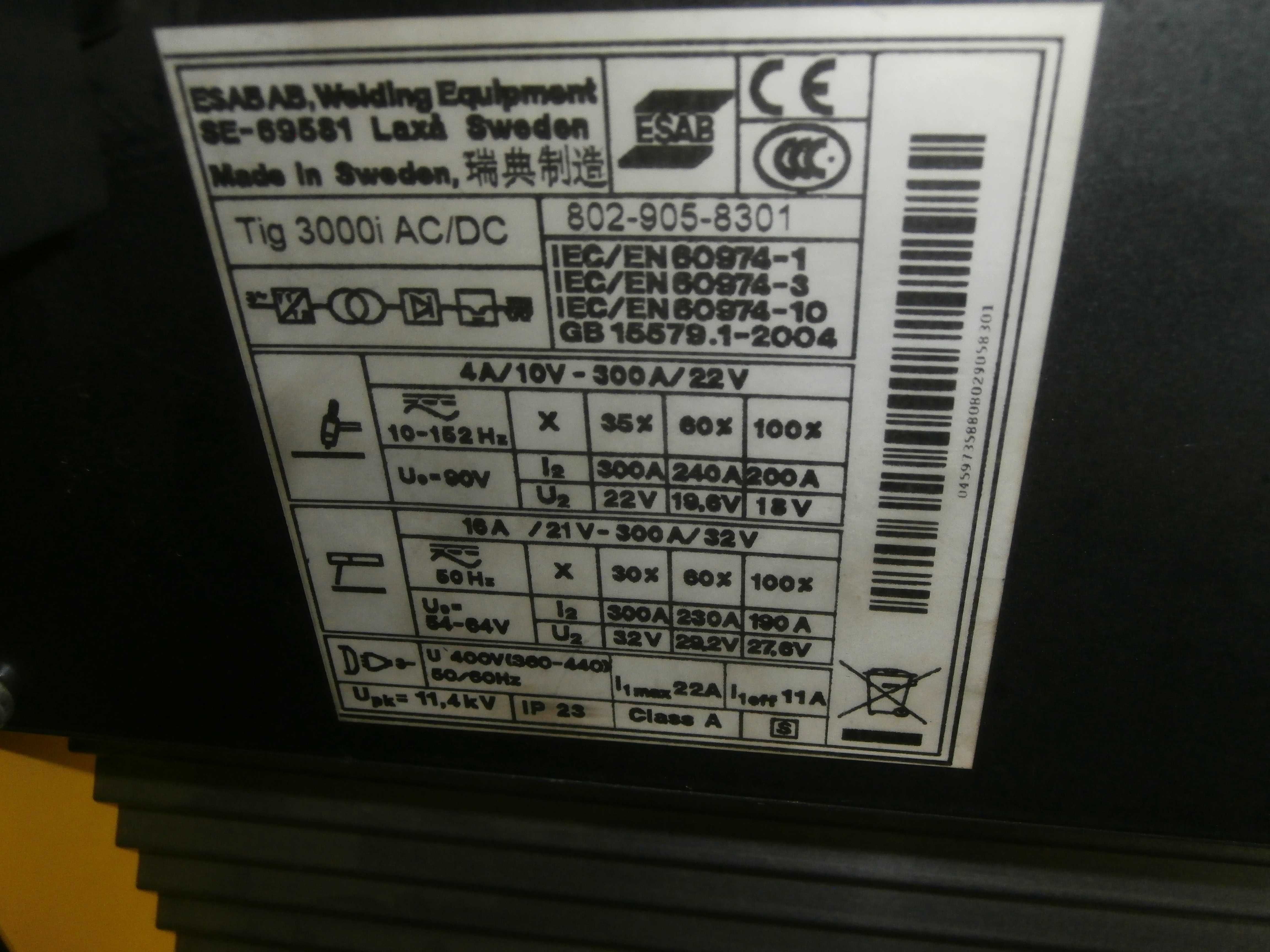 Sprzedam Spawarkę TIG 3000 AC/DC ESAB
