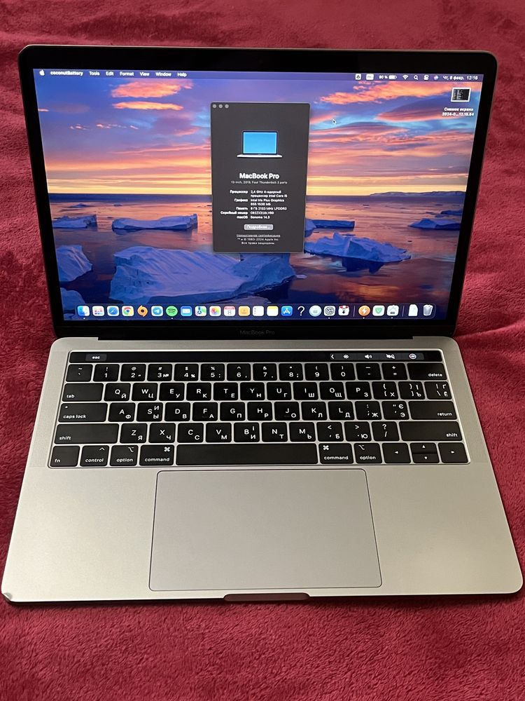 Apple MacBook Pro 2019, 512 SSD, 8 RAM, 13.3", A1989. С тачбаром