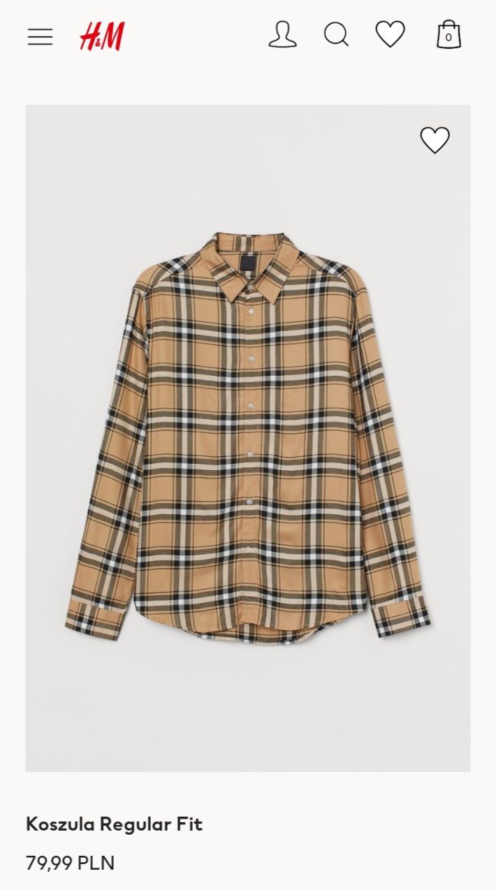 H&M Karmelowa męska koszula w kratę rozmiar L