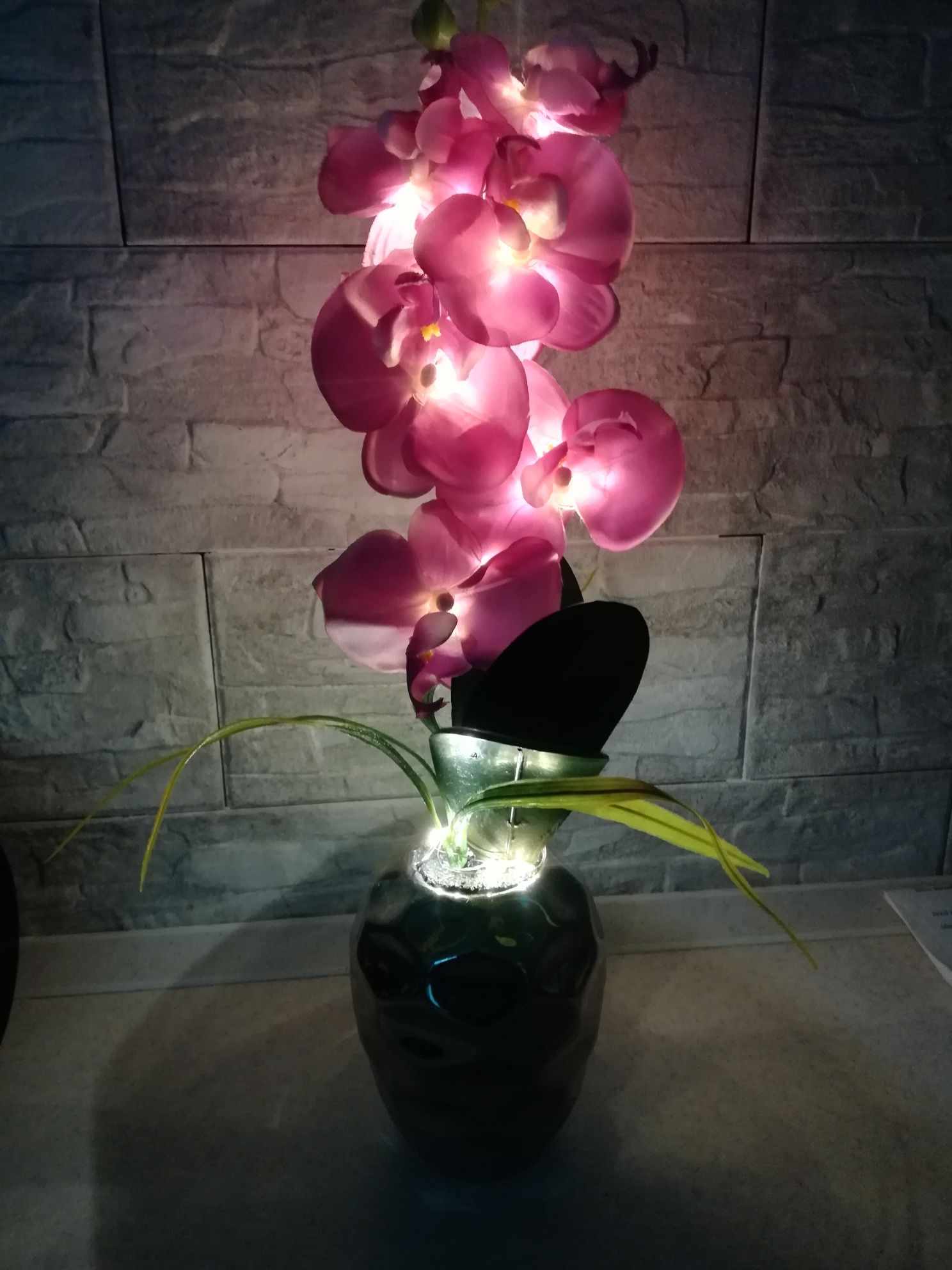 Extra świecący kwiatek Led na baterie dekoracja doniczka glamour