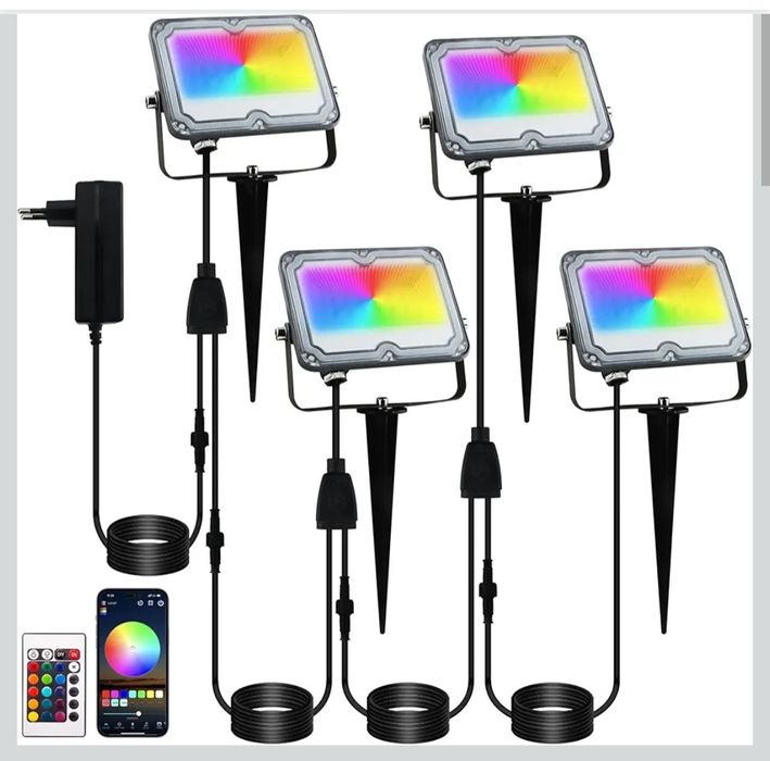 4szt Zewnętrzny reflektor LED BOSITE 10W RGB