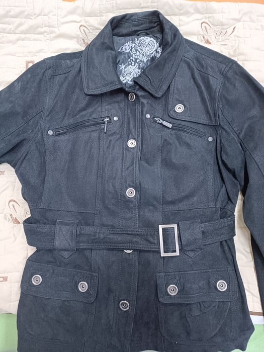 Kurtka damska zamszowa 38 M 40 L 42 XL czarna z paskiem Cecil