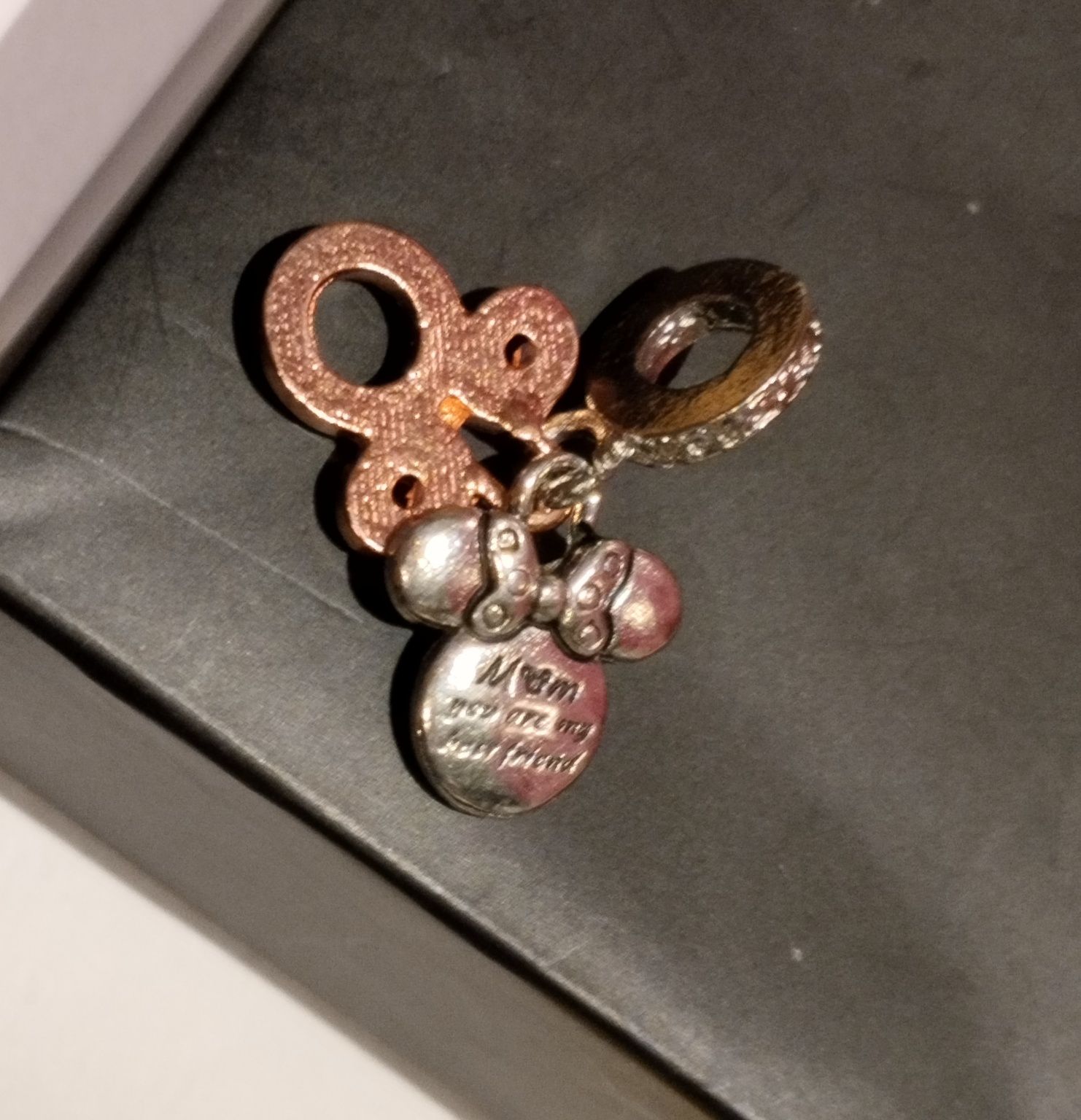 Charms Myszka Miki 2 zawieszki cyrkonie do bransoletki Pandora 925S