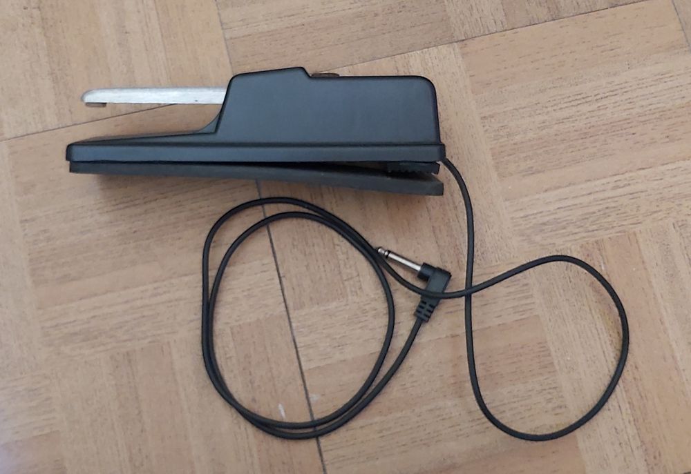 Microfones, pedal de volume e degrau de guitarra