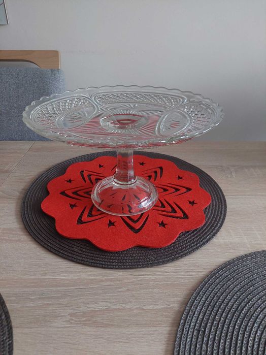 Patera kryształowa duża na ciasto PRL