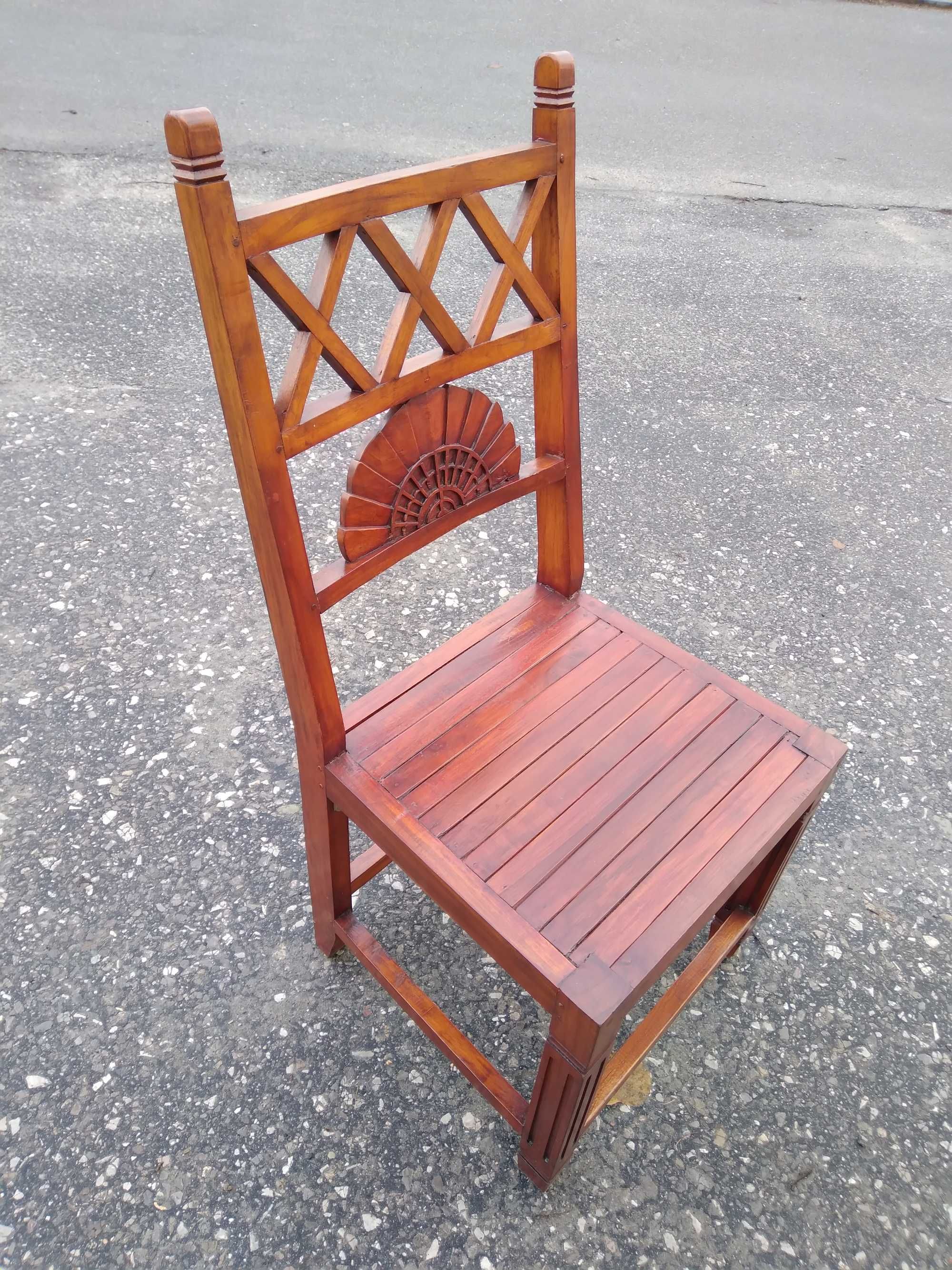 Komplet 6 krzeseł krzesła drewniane tekowe kolonialne FV DOWÓZ