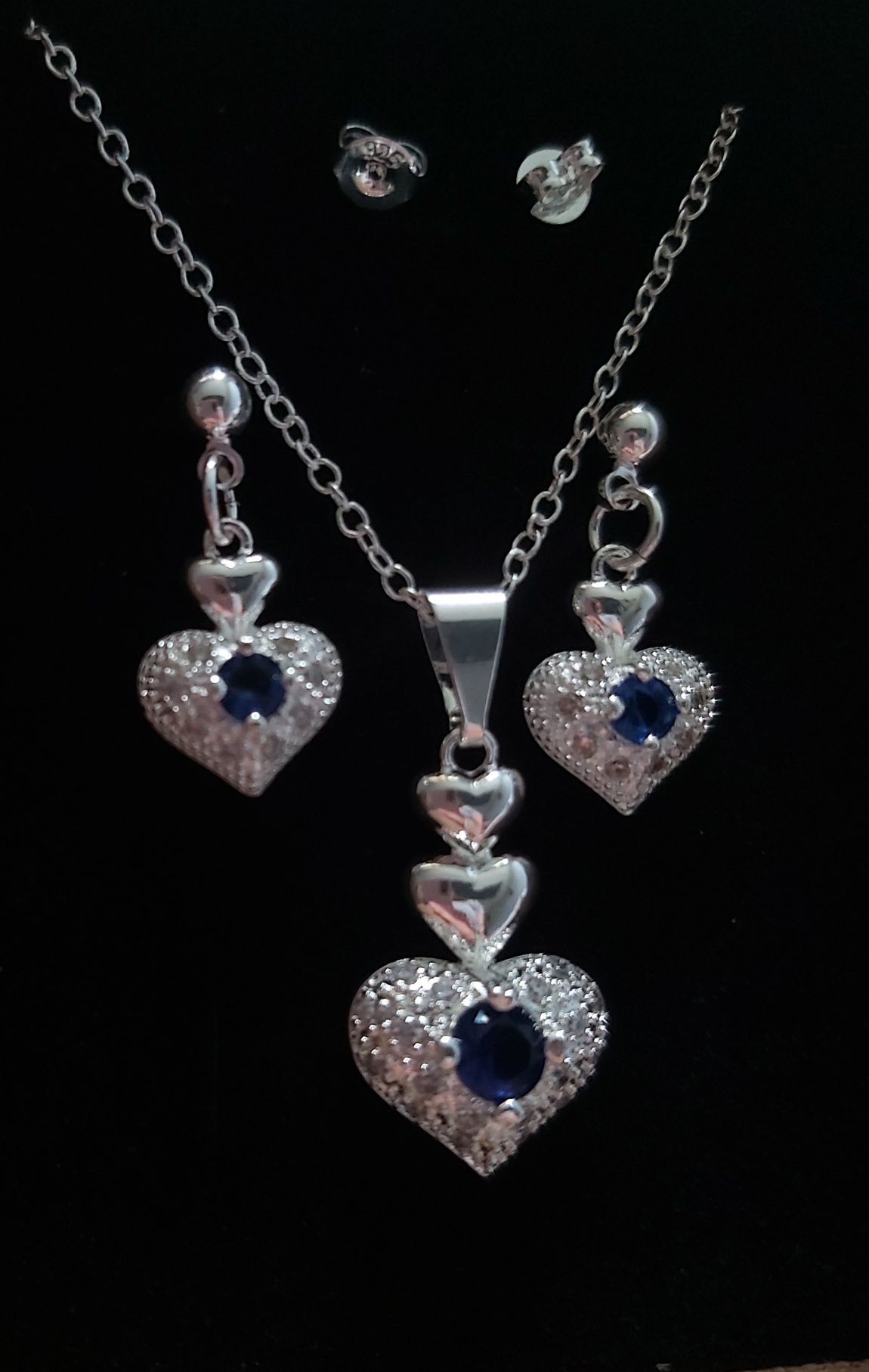 Srebrny komplet biżuterii serca 925