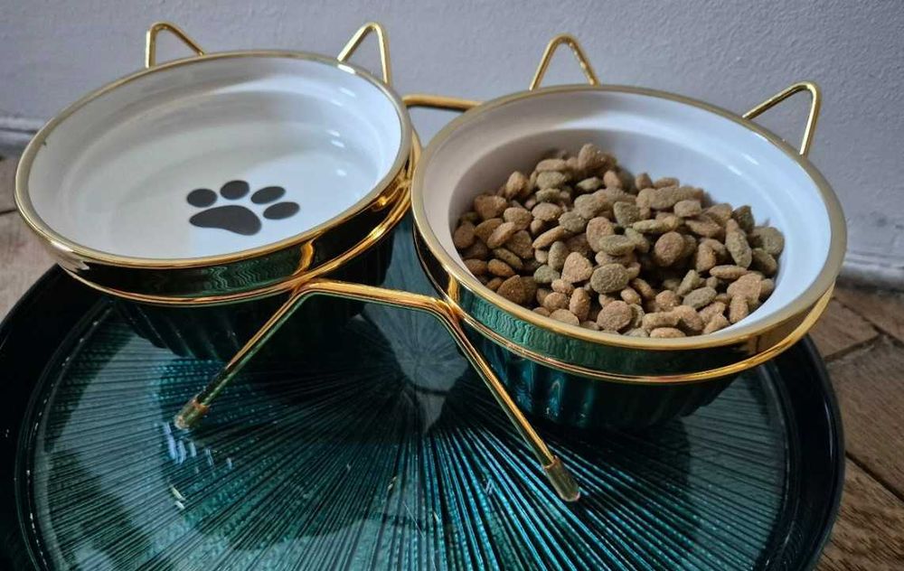 Miski miska dla psa na karmę i wodę dla kota złote  glamour eleganckie