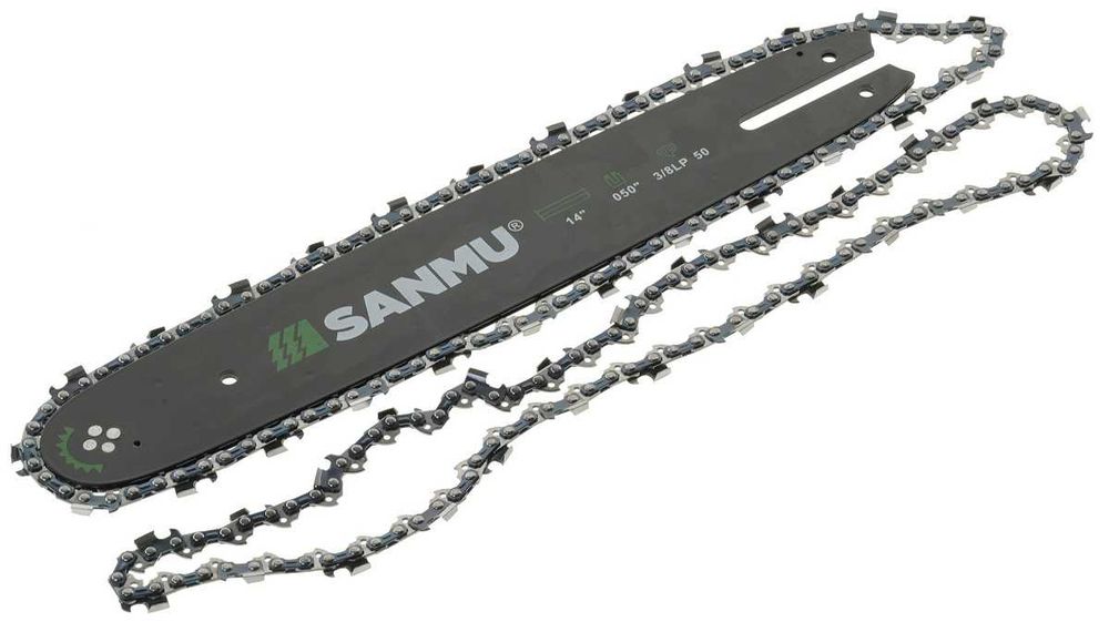 Шина SANMU 14" (35 см) + цепь (2шт) 3/8" 25 зубов паз 1,3 мм, цепш888