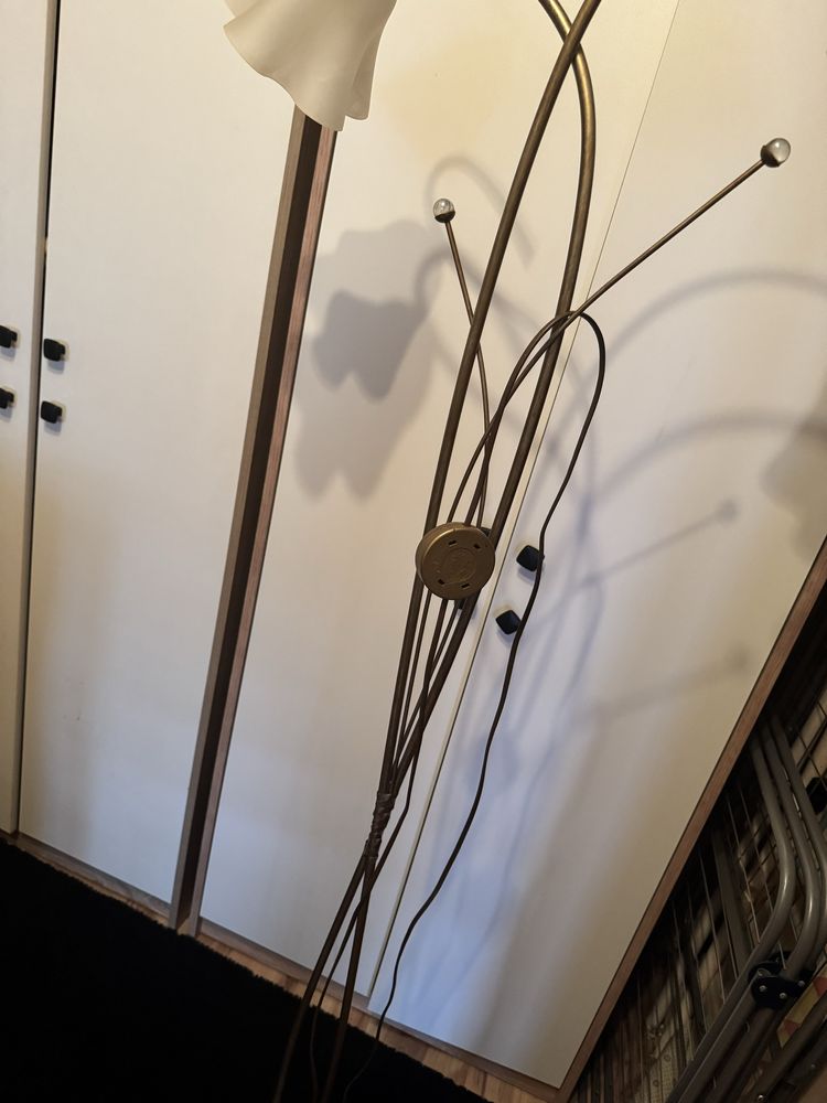 Lampa stojąca złota vintage kwiat podwójna