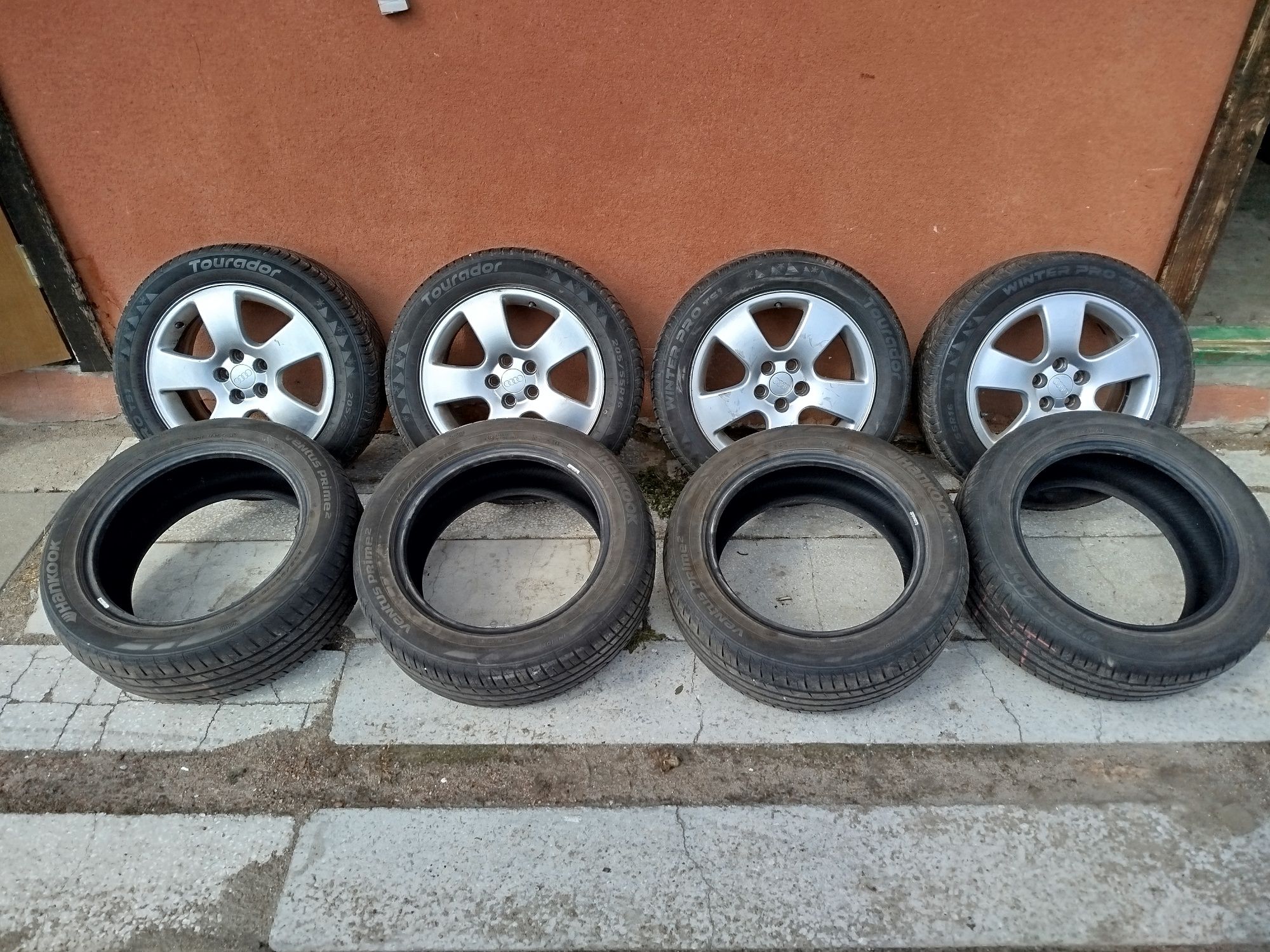 Alufelgi 5x100 z oponami zimowymi 205/55 r16 6mm bieznika+opony letnie