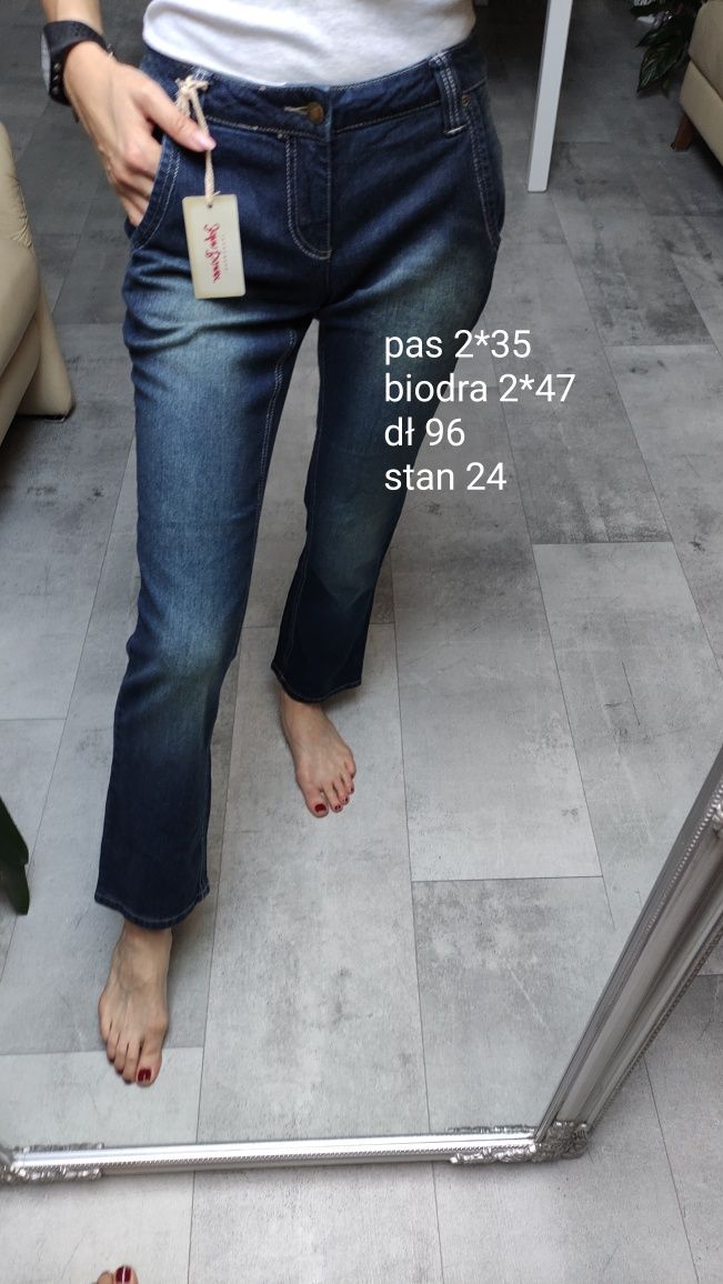 Granatowe jeansy do kostek xs nowe