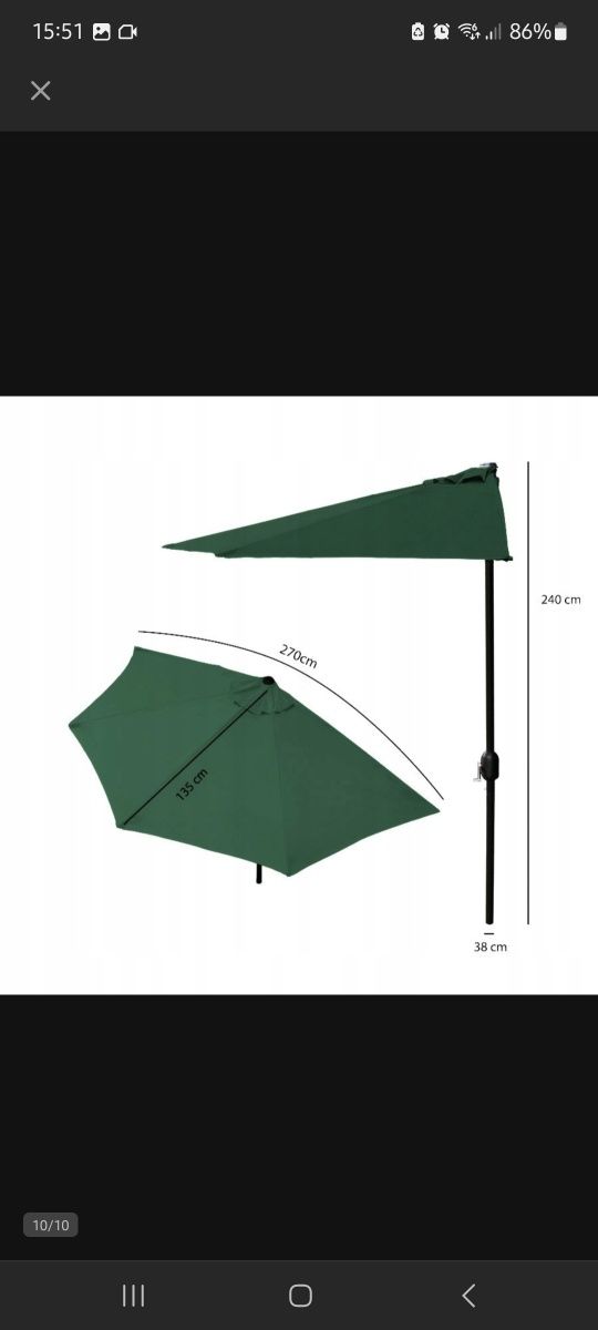 Parasol balkonowy / ogrodowy połówka