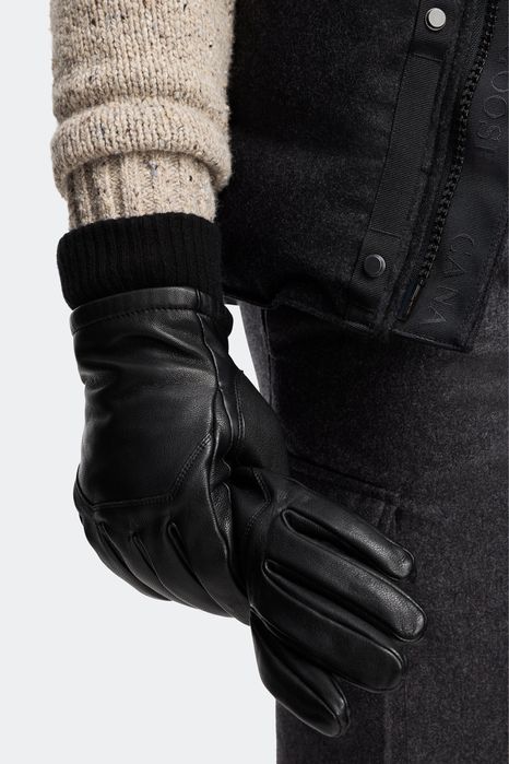 Чоловічі чорні шкіряні рукавиці Canada Goose оригінал
