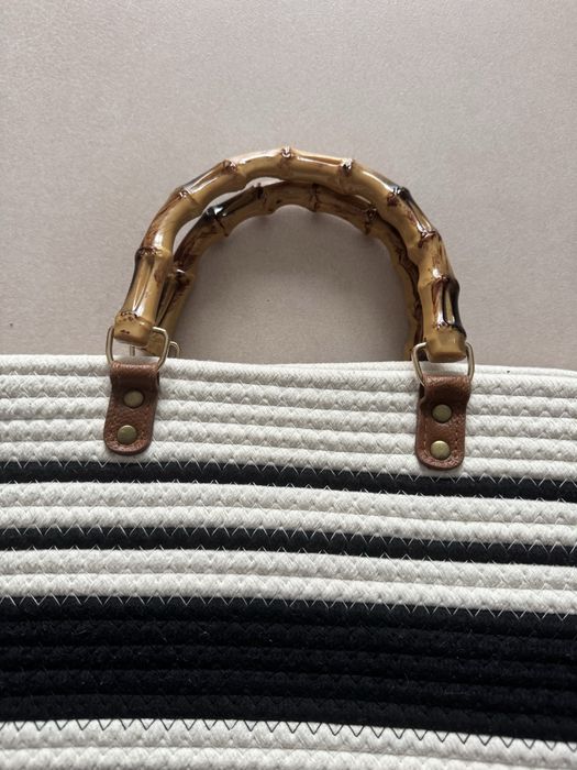 Torebka koszyk shopperka styl marynarski na lato w paski