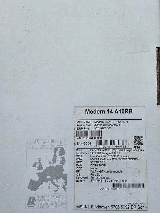 Portátil MSI Modern 14 A10RB - i7, 16GB, 512GB SSD, MX250


---

Portá