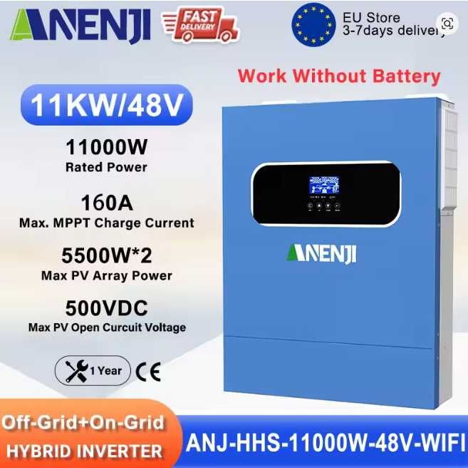 Falownik hybrydowy Anenji 11kW Inwerter off-grid 48v CZYSTA SINUSOIDA