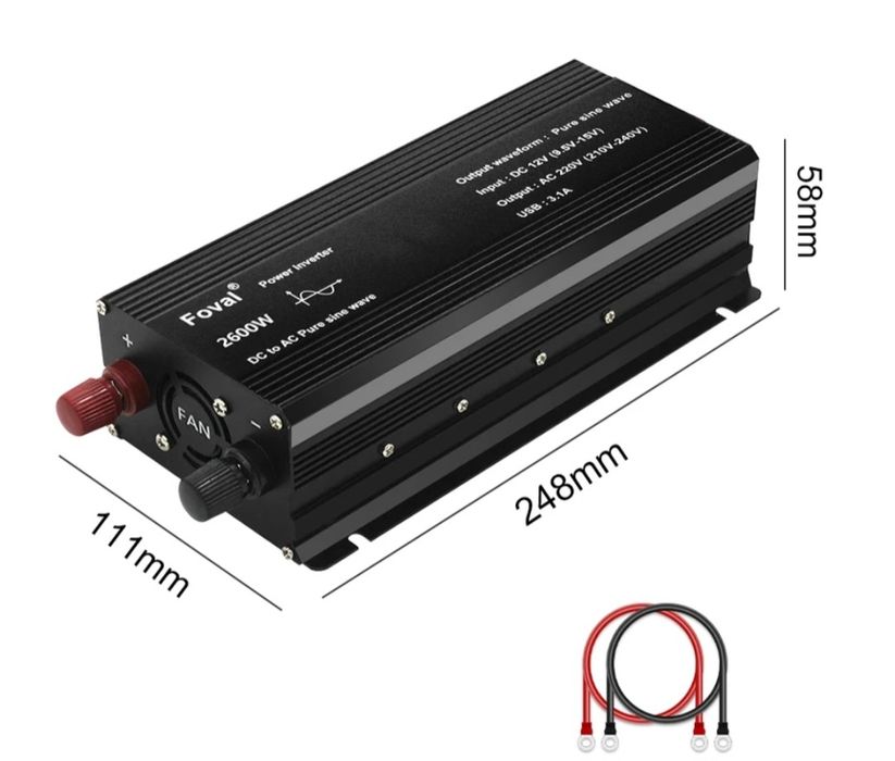 Інвертор 12V-220 FOVAL 2200W Чиста синусоїда. Інвектор.