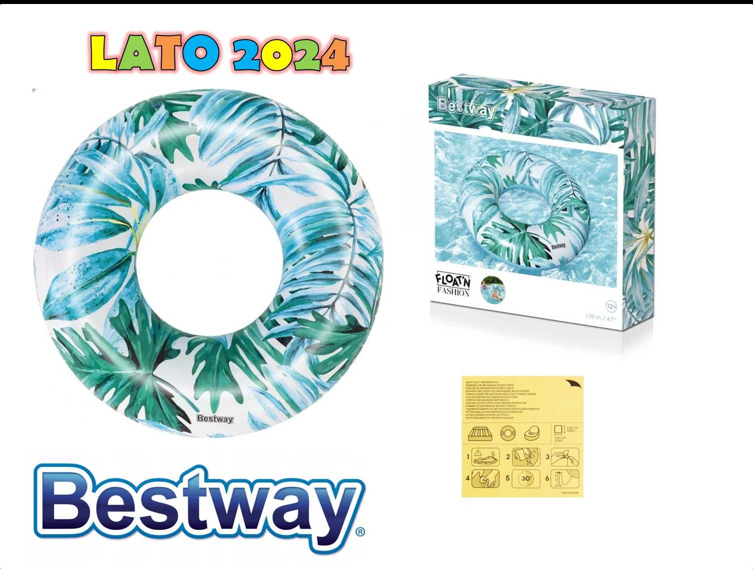 Koło dmuchane Bestway Tropical Niebieskie 119cm