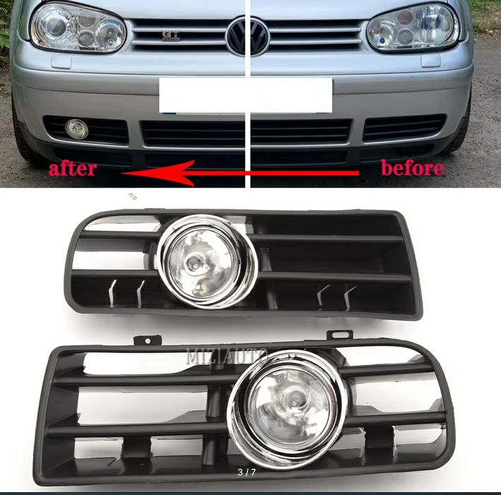 Противотуманки туманки Галогенки решетка в бампер Гольф 4 Golf 4