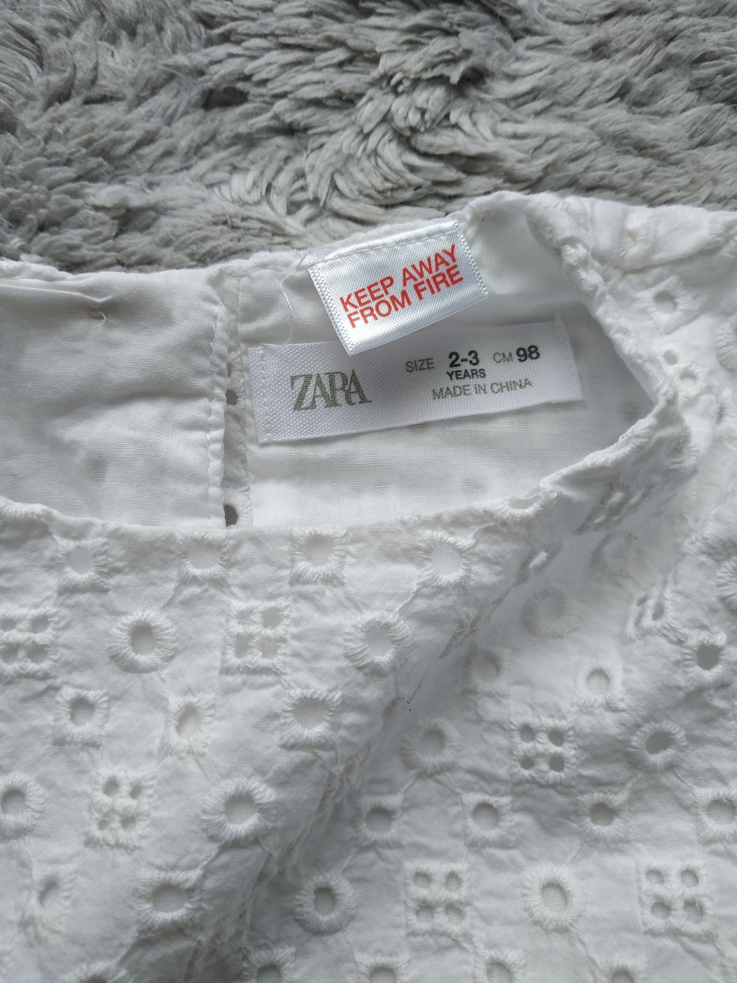 Biała bluzka/tunika na lato/ażurowa/Zara/r.92/98