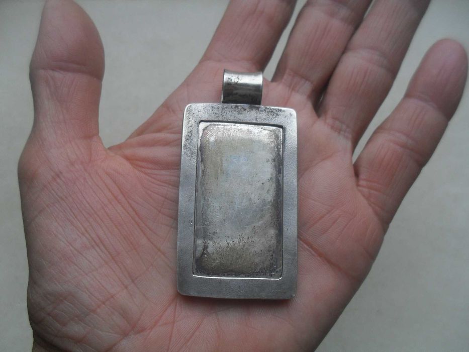 Srebrny duży wisior - mozaika z bursztynu - 21 gr - cena ost