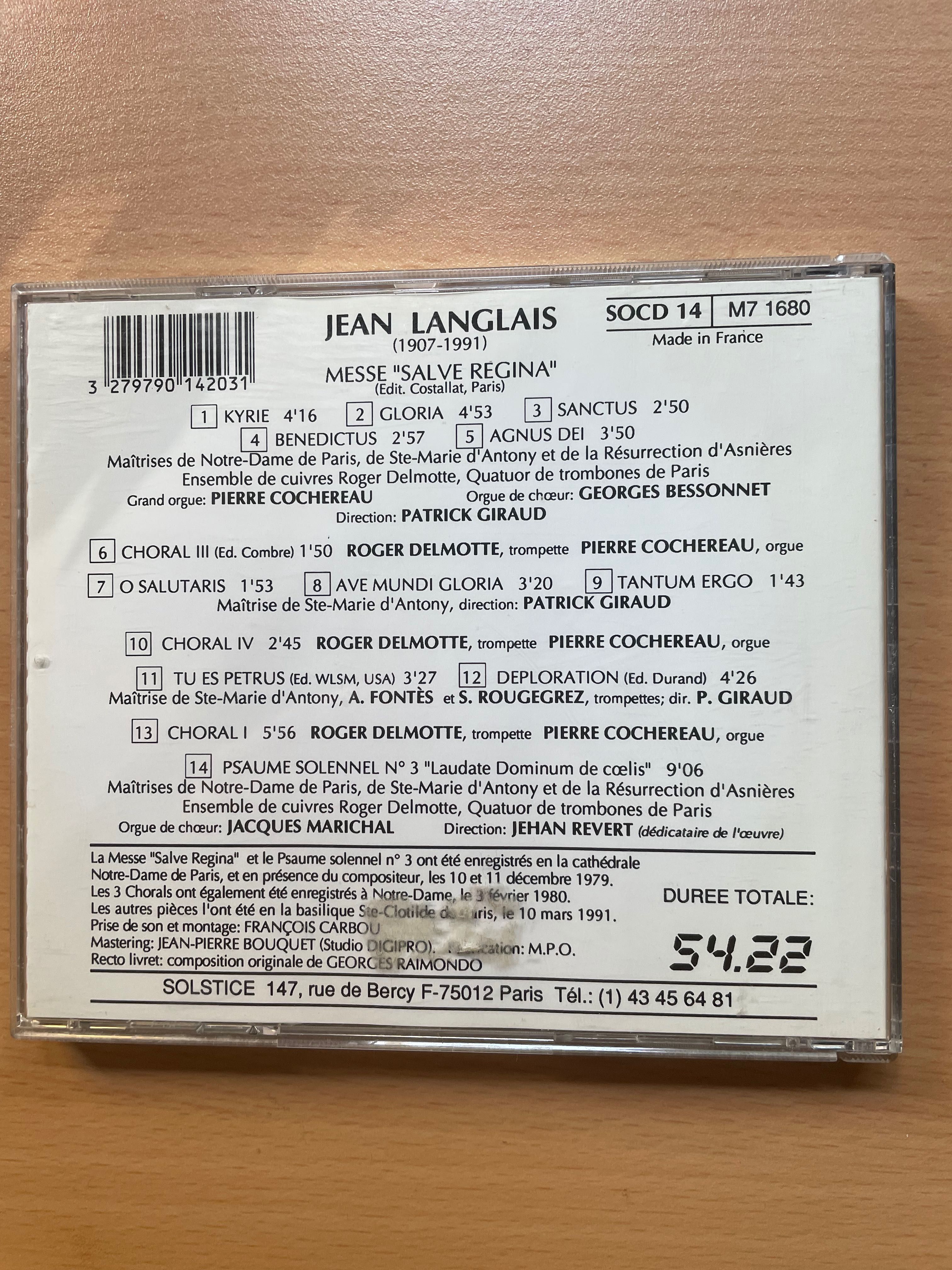 CD Jean Langlais-Giraud, Revert,Delmotte,Cochereau‎–Messe Salve Regina