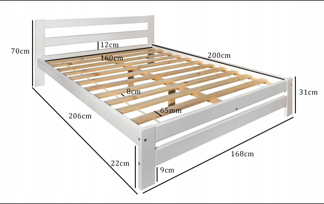 Sprzedam łóżko białe 160x200 z materacem 9 stref