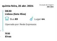 25/04 08h30 Lisboa (Sete Rios) - Elvas | Viagem Rede Expressos Bus