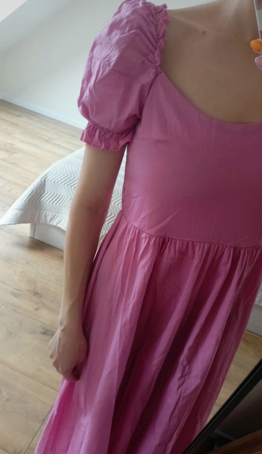 Sukienka rozkloszowana dziewczęca różowa Renee S jak Nowa! 96% bawełna