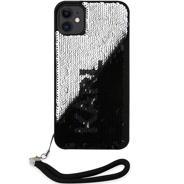 Etui Karl Lagerfeld Sequins Cord na iPhone 11 / Xr - srebrne