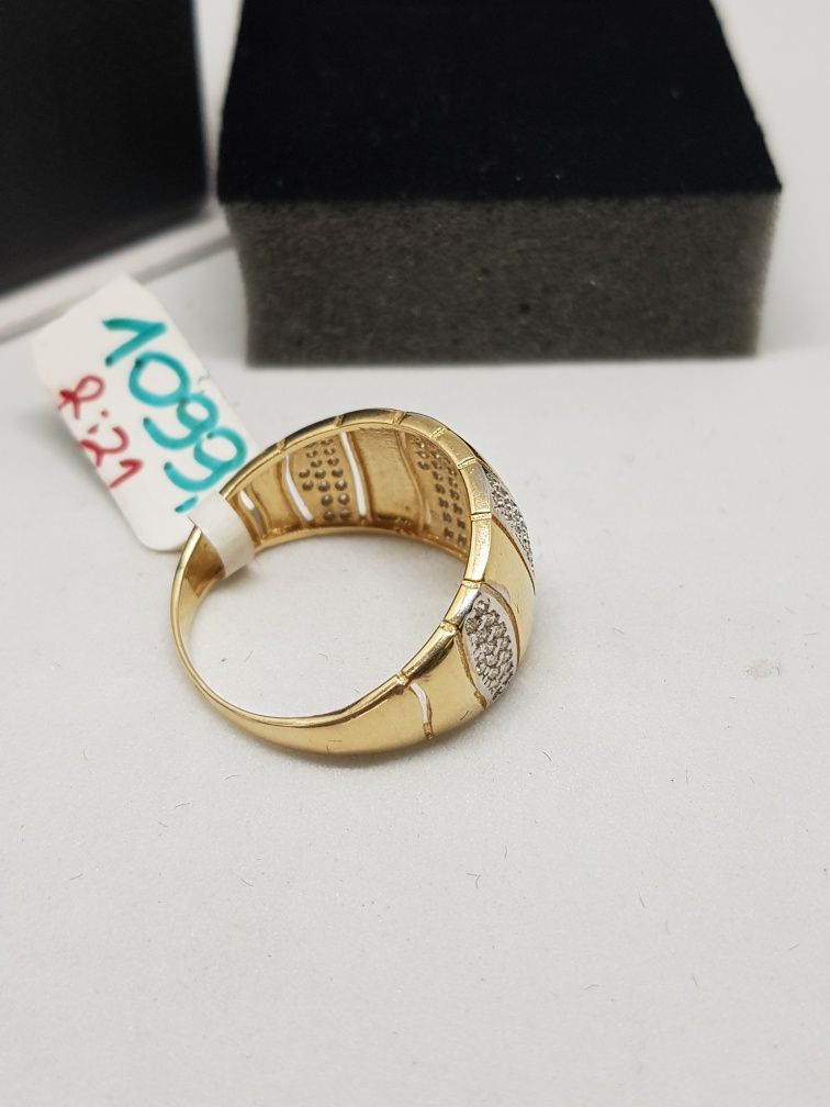 Złoty pierścionek z cyrkoniami złoto 585 rozmiar 21