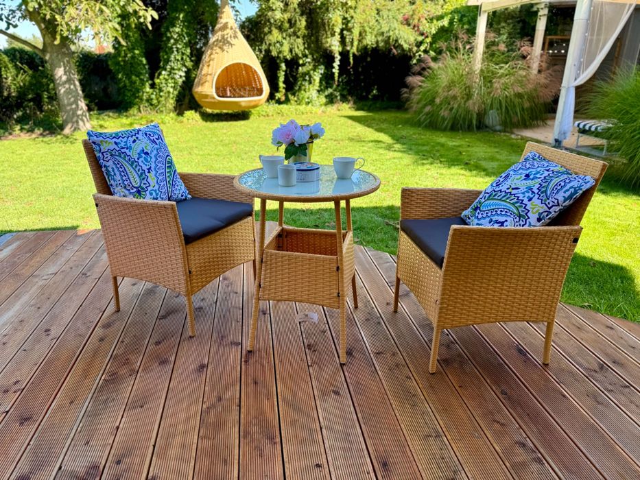 zestaw miodowy technorattan 2+1 na balkon do ogrodu