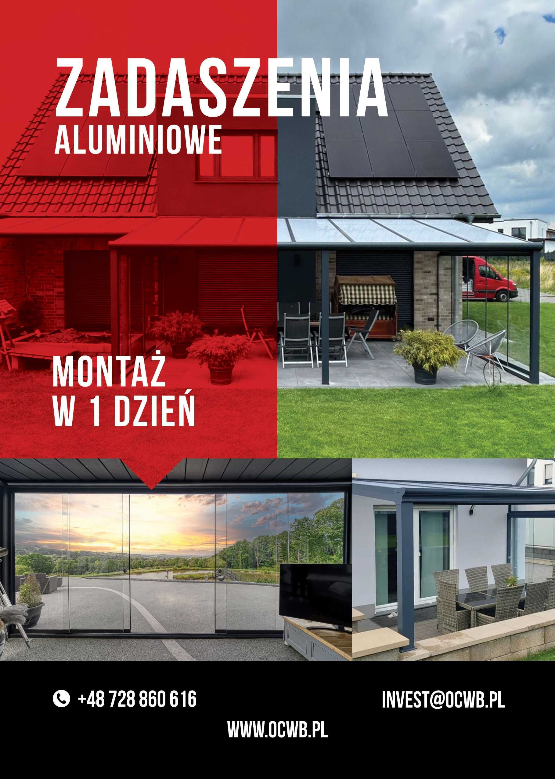 Zadaszenia tarasów, wiaty aluminiowe, carporty, ogrody zimowe, pergole