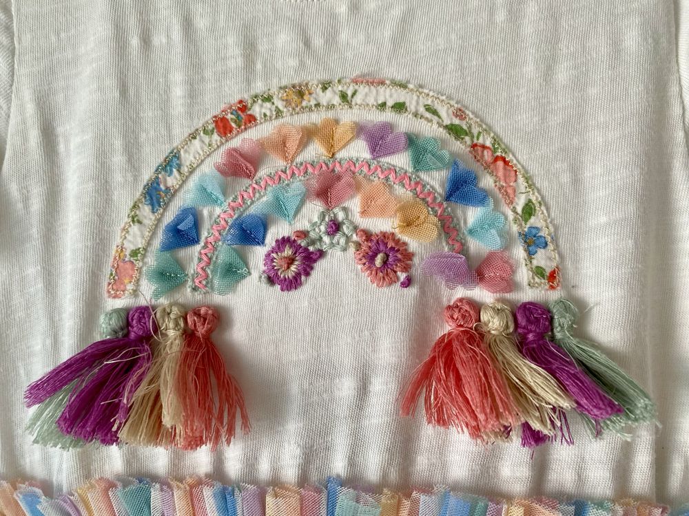 NEXT sukienka koktajlowa tiul tęcza rainbow dziewczynka r. 80