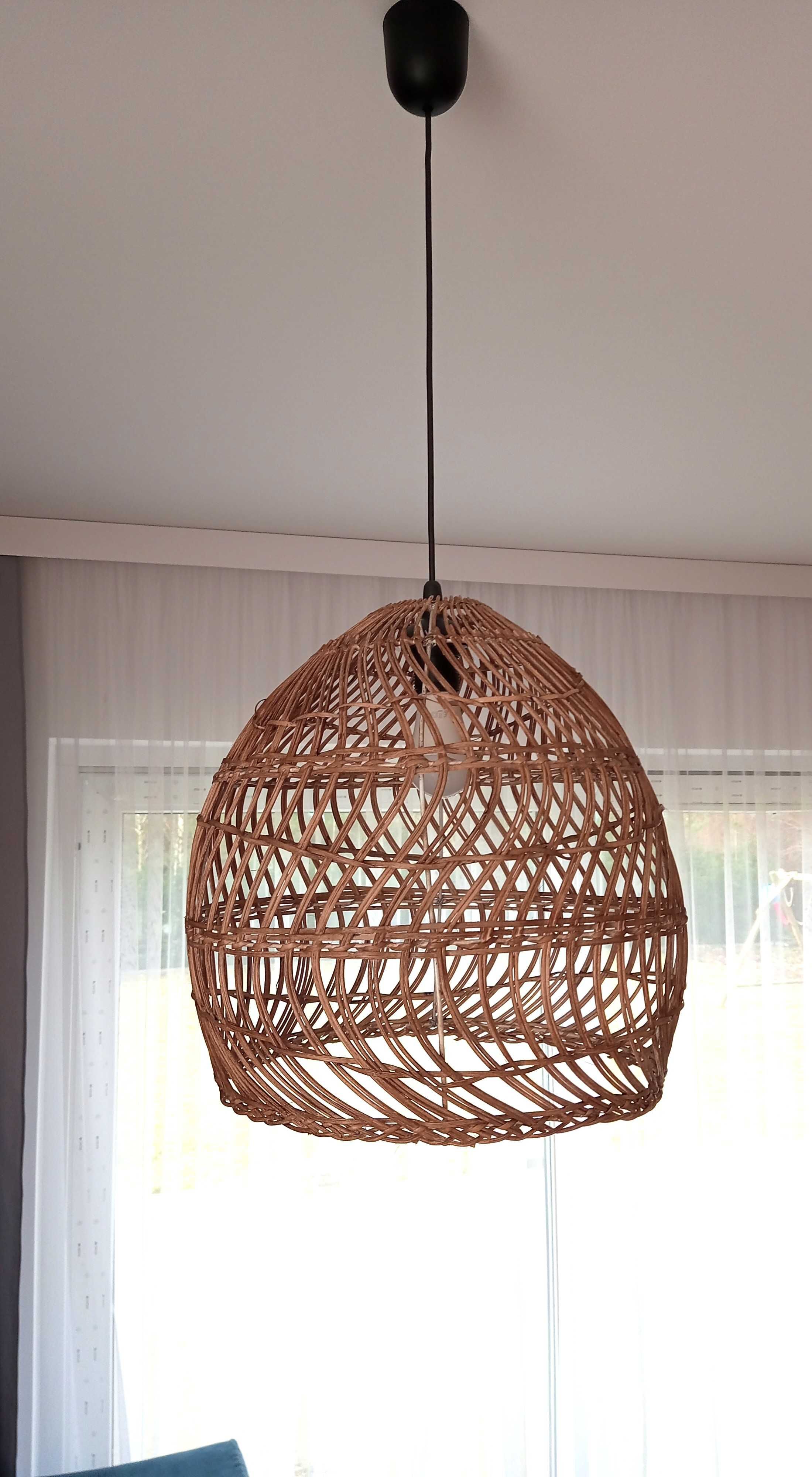 Lampa rattanowa boho ręcznie pleciona rozmiar L 45x42 natural