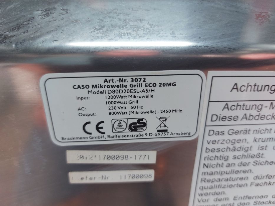 Мікрохвильова піч мікрохвильовка Caso ECO20 MG