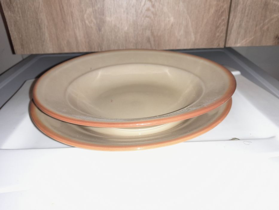Zestaw obiadowy talerz głęboki i płytki polska produkcja retro vintage