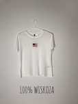 Biała wiskozowa bluzka t-shirt z flagą USA H&M, przewiewna koszulka