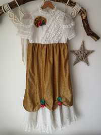 Sukienka karnawałowa dla dziewczynki biało-złota rozmiar ok 140-146