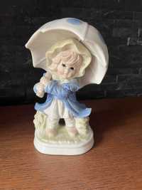 Dziewczynka z parasolem porcelanowa figurka porcelana szkliwiona